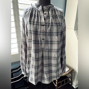 Free People plaid flannel oversized pullover top, sz XS